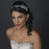 Rhodium Clear Rhinestone Side Accented Leaf Bridal Wedding Headband