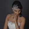 Silver Diamond White Pearl, Rhinestone & Bugle Bead Side Accented Bridal Wedding Headband Headpiece 9622