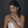 Antique Rhodium Silver Clear Princess & Marquise CZ Crystal Bridal Wedding Bracelet 7710