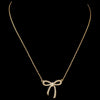 Gold Clear CZ Crystal Ribbon Pendent Bridal Wedding Necklace