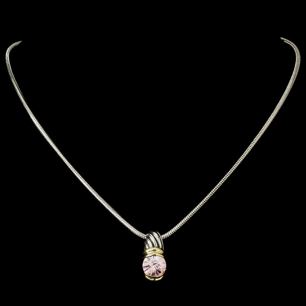 Antique Silver with Pink Stone Designer Pendant N 1246