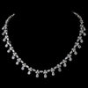 Silver Chain Drop Cubic Zirconia Bridal Wedding Necklace N 2346