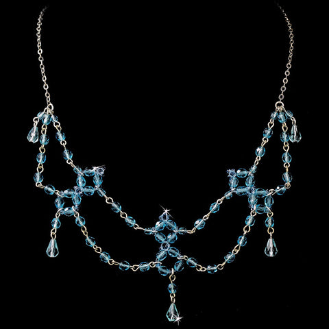 * Aqua Swarovski Crystal Bridal Wedding Necklace N 240