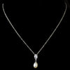 Antique Silver Pearl CZ Bridal Wedding Necklace 2501 & Earrings 3889 Bridal Wedding Jewelry Set