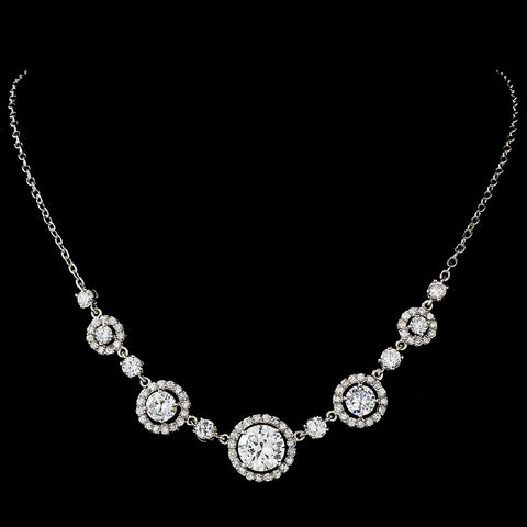 Gorgeous Silver Clear Cubic Zirconia Bridal Wedding Necklace N 2556