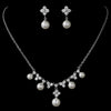 Bridal Wedding Necklace Earring Set N 2615 E 5248 Silver Ivory