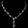 Antique Silver Clear CZ Crystal Floral Bridal Wedding Necklace 2621 & Bridal Wedding Earrings 5265 Bridal Wedding Jewelry Set