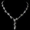 Stunning Silver Clear Crystal Floral CZ Bridal Wedding Necklace N 2621