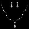 Bridal Wedding Necklace Earring Set N 2701 E 2845 Silver Clear