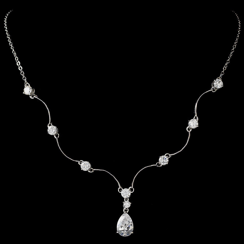Bridal Wedding Necklace Earring Set N 2701 E 2845 Silver Clear