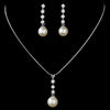 Pearl and Cubic Zirconia Drop Bridal Wedding Jewelry Set NE-3626