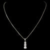 Past, Present, Future Rhodium Cubic Zirconia Pendant Bridal Wedding Necklace 3679
