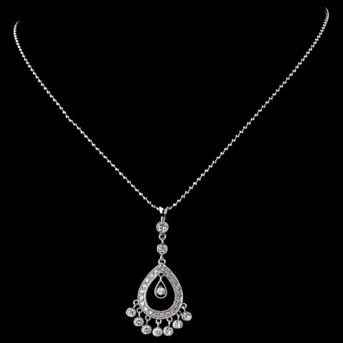 * Extraordinary CZ Chandelier Pendant Bridal Wedding Necklace N 3818 (Silver or Gold)