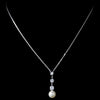 Antique Silver White Pearl & CZ Bridal Wedding Necklace N 3863