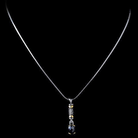 Stunning Silver Designer Inspired Black Crystal Pendant Bridal Wedding Necklace 4082