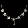 Silver White Pearl Flower Bridal Wedding Necklace 4838