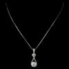 Silver Clear CZ Crystal Tear Drop Bridal Wedding Necklace 5042