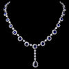Gorgeous Antique Silver Sapphire Cubic Zirconia Bridal Wedding Necklace N 5063