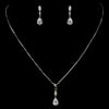 Antique Silver Clear Tear Drop CZ Crystal Bridal Wedding Necklace 5090 & Bridal Wedding Earrings 5500 Bridal Wedding Jewelry Set