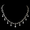 Vintage Silver Clear Teardrop Cubic Zirconia Bridal Wedding Necklace N 5113