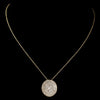 Gold Clear Rhinestone Circle Pendant Bridal Wedding Necklace 6042