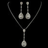 Antique Silver Clear CZ Crystal Bridal Wedding Necklace 6500 & Bridal Wedding Earrings 6500 Bridal Wedding Jewelry Set