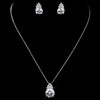 Antique Silver Clear Round CZ Crystal Bridal Wedding Necklace 652 & Bridal Wedding Earrings 2499 Bridal Wedding Jewelry Set