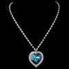 Silver Blue Crystal Heart of the Ocean ""Titanic"" Inspired Heart Bridal Wedding Necklace 71245