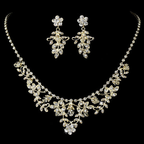 Bridal Wedding Necklace Earring Set 7207 Gold