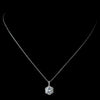 Antique Rhodium Silver Clear Round Pave CZ Crystal Drop Pendent Bridal Wedding Necklace 7720