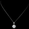 Antique Rhodium Silver Clear CZ Clear Crystal Cut Drop Pendent Bridal Wedding Necklace 7723