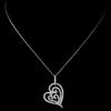 Antique Rhodium Silver Clear Micro Pave Encrusted Heart Pendent Bridal Wedding Necklace 7724