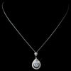 Rhodium Clear CZ Crystal Teardrop Pendent Bridal Wedding Necklace 7725