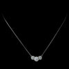 Three Stone Pave Round CZ Crystal Pendent Bridal Wedding Necklace 7735 Silver or Gold