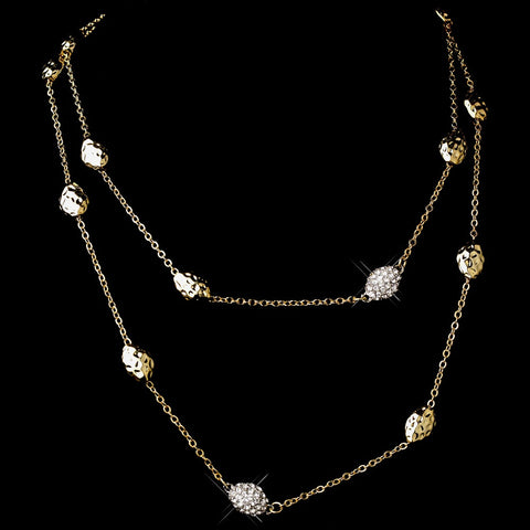 Gold Clear 36" Bridal Wedding Necklace 7985