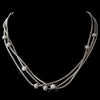 Silver Clear Linked Chain Bridal Wedding Necklace 7988