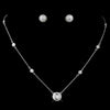 Antique Silver Clear CZ Crystal Bridal Wedding Necklace 8112 & Earrings Bridal Wedding Jewelry Set 3553