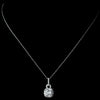 Antique Rhodium Silver Clear CZ Crystal Pendent Bridal Wedding Necklace 8114 & Cushnet Teardrop Pave Encrusted Drop Earrings 2900 Jewelry Set