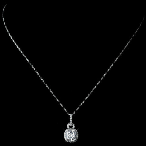 Beautiful and Simple CZ Pendant Bridal Wedding Necklace N 8114