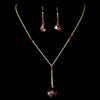 Bridal Wedding Necklace Earring Set 8124 Gold Red