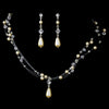 Charming Silver Ivory Pearl & AB Crystal Bead Bridal Wedding Necklace & Earring Set 8146