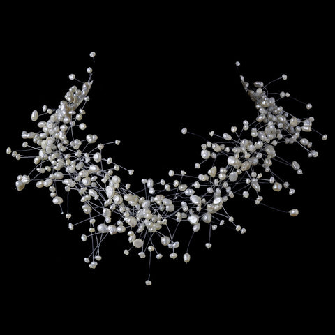 Freshwater Pearl Illusion Couture Bridal Wedding Necklace 8192