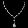 Rhodium Clear Round & Teardrop Pave CZ Crystal Bridal Wedding Necklace 82008 & Bridal Wedding Earrings 82009 Bridal Wedding Jewelry Set