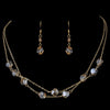 Bridal Wedding Necklace Earring Set NE 8268 Gold Light Brown