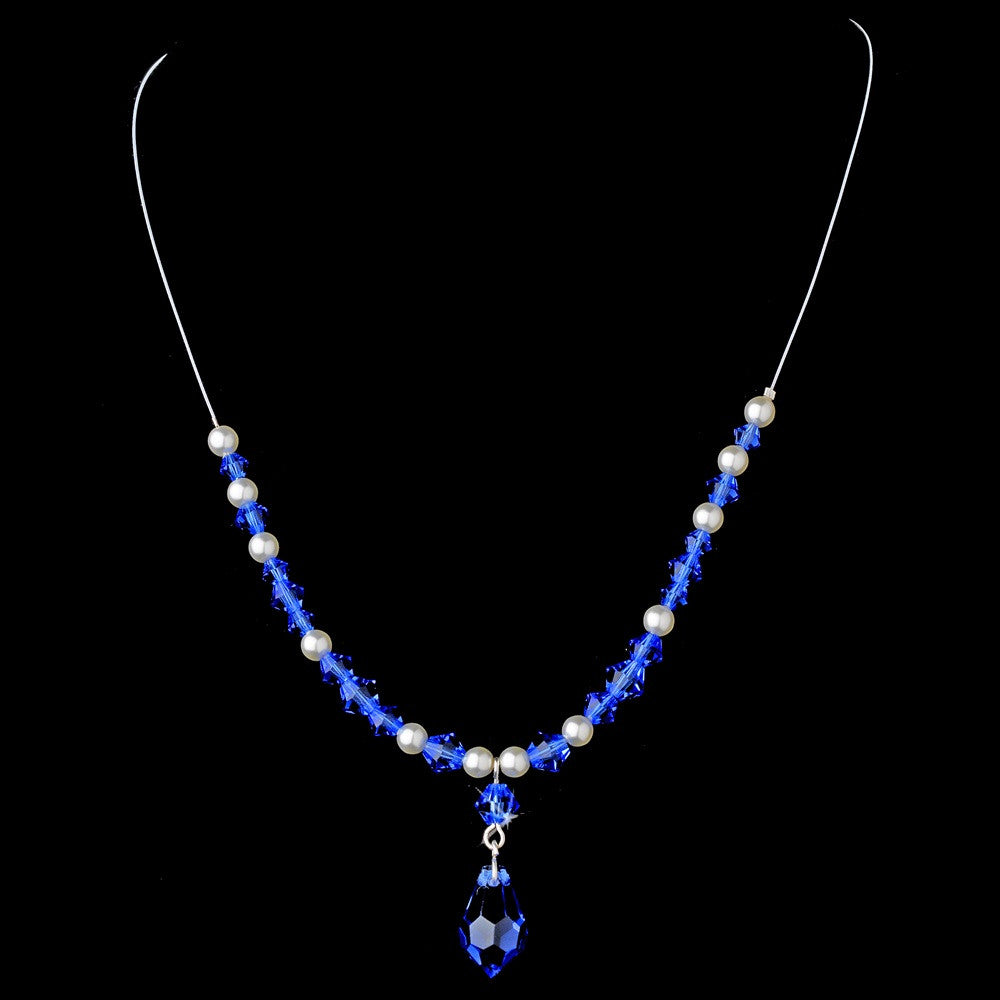 Bridal Wedding Necklace Earring Set NE 8354 Blue