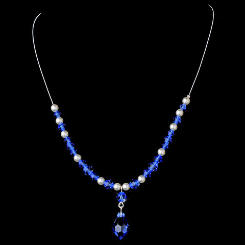 Bridal Wedding Necklace Earring Set NE 8354 Blue