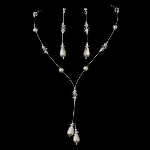 Bridal Wedding Necklace Earring Set NE 8357 Ivory