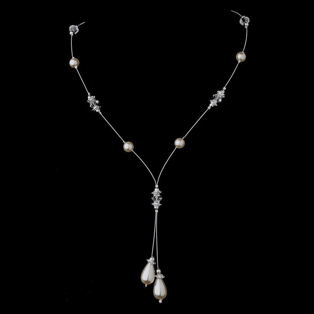 Pearl & Swarovski Crystal Bead Bridal Wedding Necklace 8357