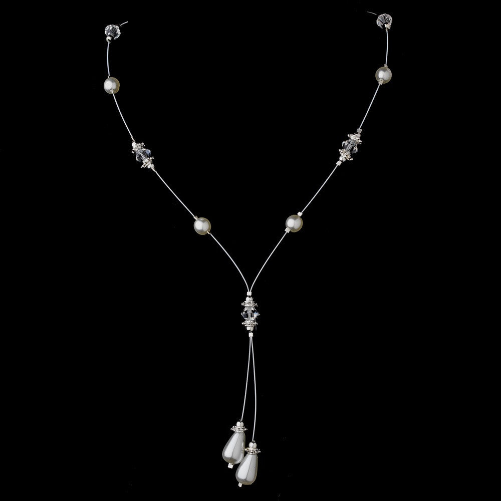 Bridal Wedding Necklace Earring Set NE 8357 White