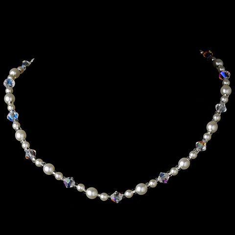 Pearl & Swarovski Crystal Bridal Wedding Necklace8365